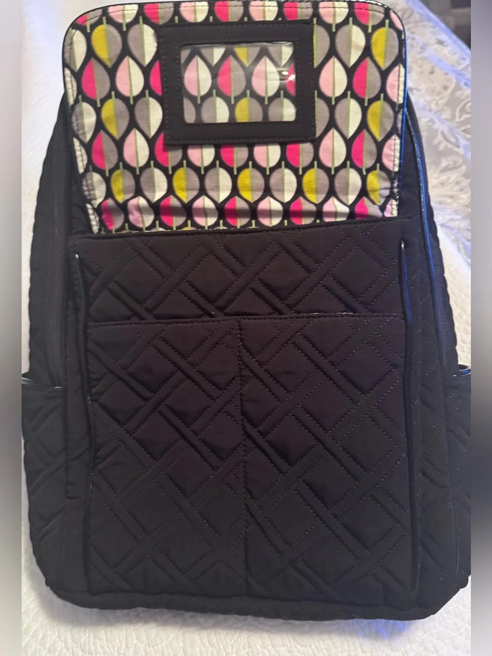 Vera Bradley Quilted Microfiber Black Backpack